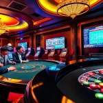 The excitement of betting at 67bett.com.br with luxurious casino elements like poker tables and slot machines.