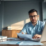 Traducteur assermenté arabe professionnel au travail, démontrant son engagement envers l'exactitude.