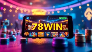 Experience the excitement of online gaming at 78WIN with a sleek smartphone display showcasing stunning game graphics.