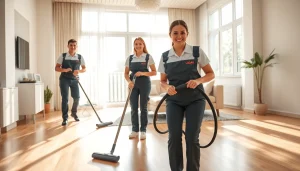 Efficient cleaning service transforming a bright living room into a tidy space.