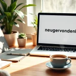 Showcasing https://nugevonden.nl on a cozy desk with notebooks and plants for an inviting atmosphere.