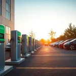 Stay updated with the latest EV charging news highlighting a modern electric vehicle charging station.