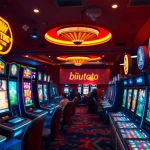 Rasakan sensasi Birutoto dalam lingkungan permainan digital yang hidup, dipenuhi mesin slot dan permainan lotere.