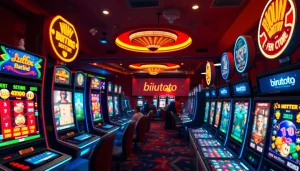 Rasakan sensasi Birutoto dalam lingkungan permainan digital yang hidup, dipenuhi mesin slot dan permainan lotere.