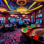 Players enjoying diverse gambling experiences at VN88 casino, featuring vibrant slot machines and poker tables.