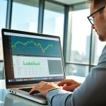 Enhance trading experience with hotforex mt4 on a sleek laptop in a modern office.