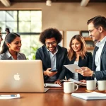 Collaborative business coach near me guiding professionals in an inviting office atmosphere.