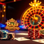 Winning big at the raja barong slot machine in a luxurious casino setting.