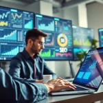 Engaging SEO analysis dashboard with modern metrics and visualizations.