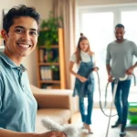 Cleaners at work in a home environment from https://ecocleanellies.com, showcasing their dedication to cleanliness.