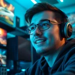 Gamer concentrating intensely during a session, highlighting the https://www.gamelevate.com experience.