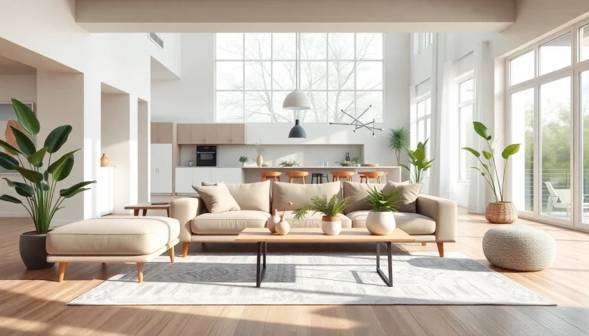 Showcase of a home renovation demonstrating a modern living room design with natural light.