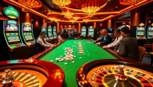 Experience netwin excitement at a luxurious casino with gaming tables and jackpots.