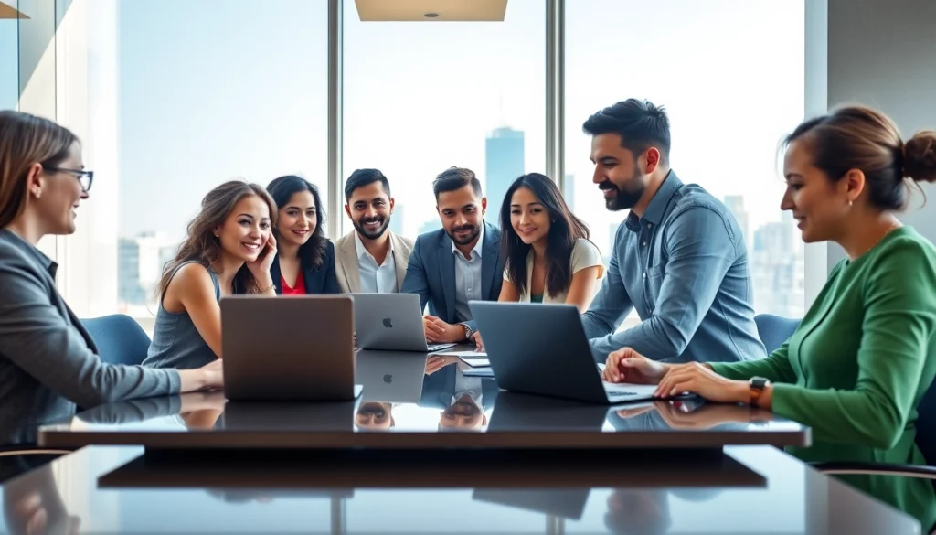 Engaged team members in a professional business meeting showcasing collaboration and teamwork.