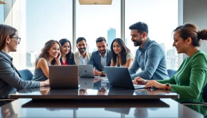 Engaged team members in a professional business meeting showcasing collaboration and teamwork.