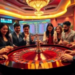 Rasakan sensasi Obral Toto saat para pemain menikmati suasana kasino mewah dengan meja roulette.
