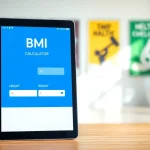 Engaging bmi calculator displayed on a digital device in a bright environment promoting healthy living.
