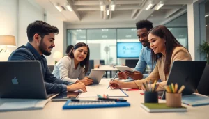 Collaborative modern office scene demonstrating wps下载 using WPS Office software.