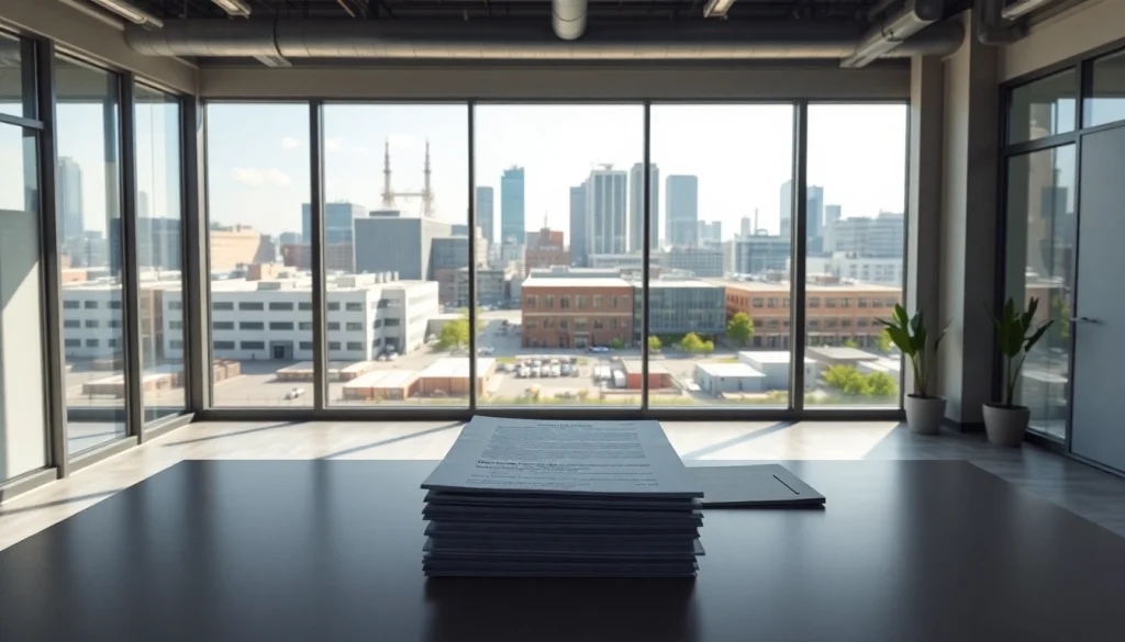 Showcasing industrial leasing office space with diverse properties and modern design for potential clients.