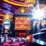 Engaging players hitting the jackpot on the Raja Barong slot machine in a vibrant casino setting.