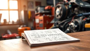 Bezpieczniki24.pl przedstawia schematy bezpieczników na tle warsztatu samochodowego.