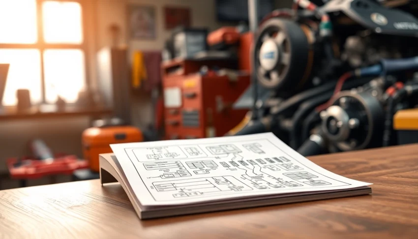 Bezpieczniki24.pl przedstawia schematy bezpieczników na tle warsztatu samochodowego.