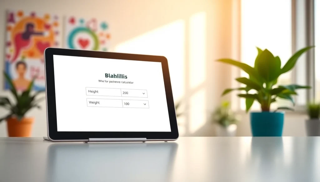 Calculate your bmi calculator interactively on a modern tablet in a bright, inviting health clinic.
