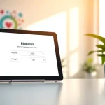 Calculate your bmi calculator interactively on a modern tablet in a bright, inviting health clinic.