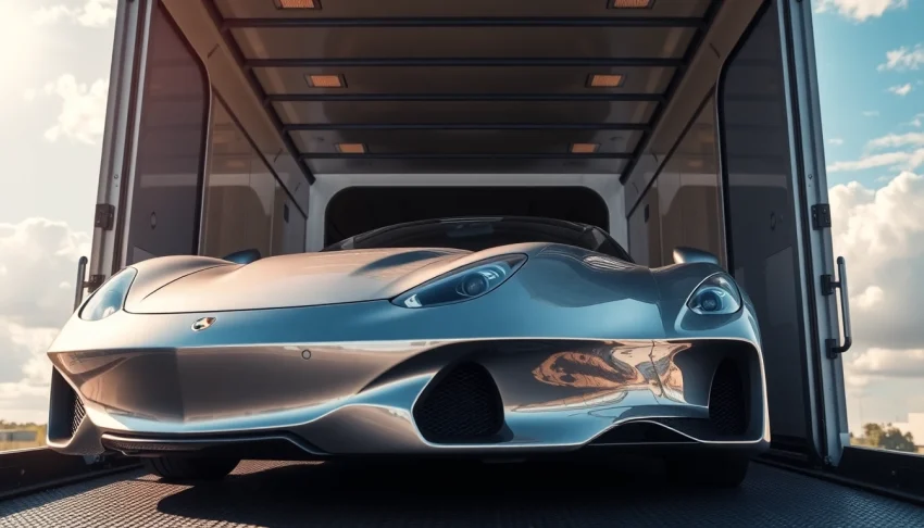 Secure luxury auto transport at https://luxuryautocarriers.com showcasing an exotic car in an enclosed carrier.