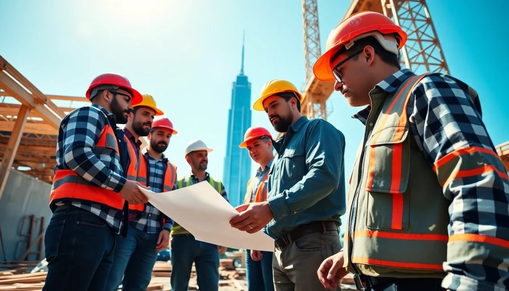 Construction workers collaborating in a North Carolina project led by the construction association north carolina.
