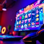 Menggambarkan pengalaman bermain slot online di gudangcuan dengan peralatan gaming yang modern.