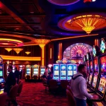 Experience the excitement of idnslot in a luxurious casino with engaging slot machines and vibrant atmosphere.