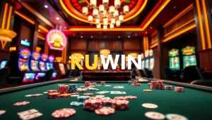 Experience thrilling gameplay at KUWIN casino with vibrant tables, colorful chips, and exciting slot machines.