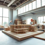 Architekturmodellbau Leipzig mit detaillierten Modellen und kreativer Arbeitsumgebung.