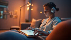 AI sex chat interface engaging a user in a cozy, inviting atmosphere.