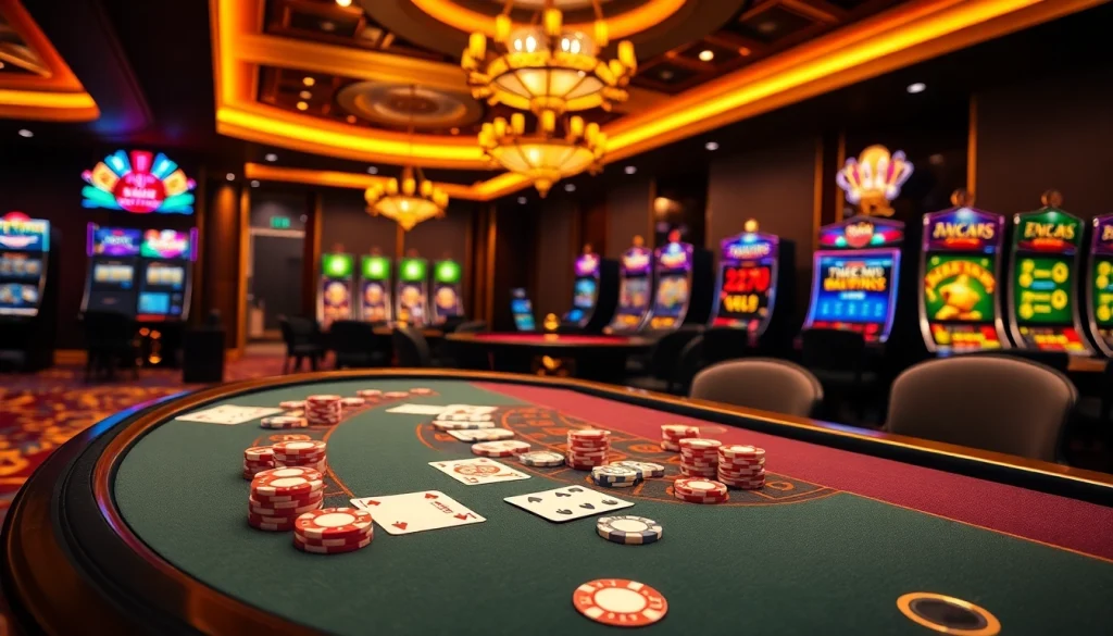 Experience high-stakes gaming with link 789club featuring a luxurious casino scene.
