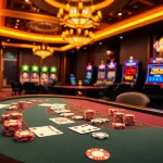 Experience high-stakes gaming with link 789club featuring a luxurious casino scene.