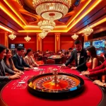 Gamble at GG88 casino with a vibrant table, chips, and dealer interaction.