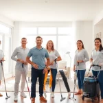 Efficient team providing cleaning services calgary in a bright, modern home with gleaming surfaces.