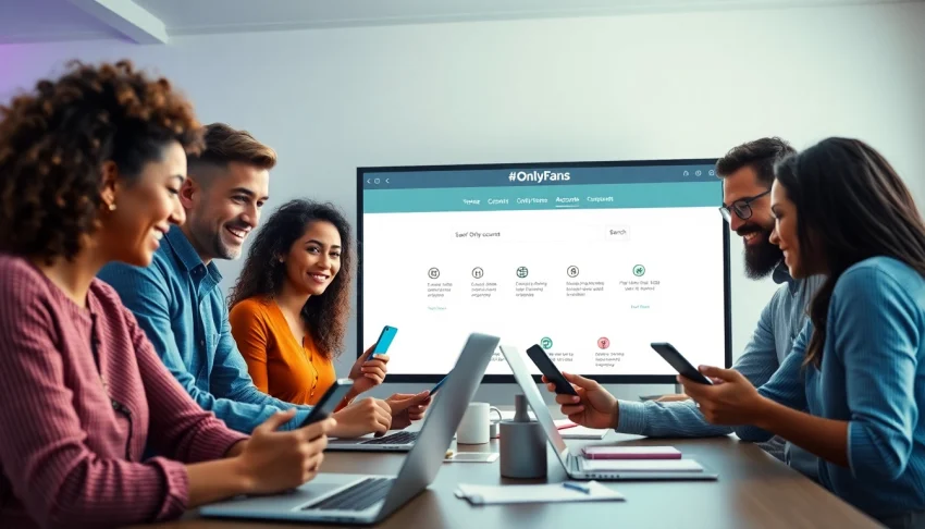 How to find OnlyFans accounts easily displayed on a digital screen in a modern workspace.