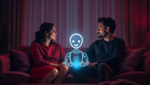 Intimate interaction with an nsfw ai chatbot in a cozy setting.