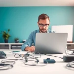 Offering Computer help near me with a professional technician in a modern office