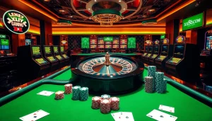 Gambling action at XX88 COM with an exciting roulette wheel, poker tables, and vibrant slot machines.