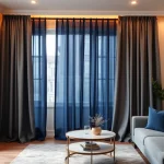 Verduisterende gordijnen in een stijlvolle woonkamer creëren perfecte lichtinval.