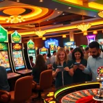 Experience the excitement of online gambling with Onicplay's vibrant interface featuring animated slot machines and poker chips.