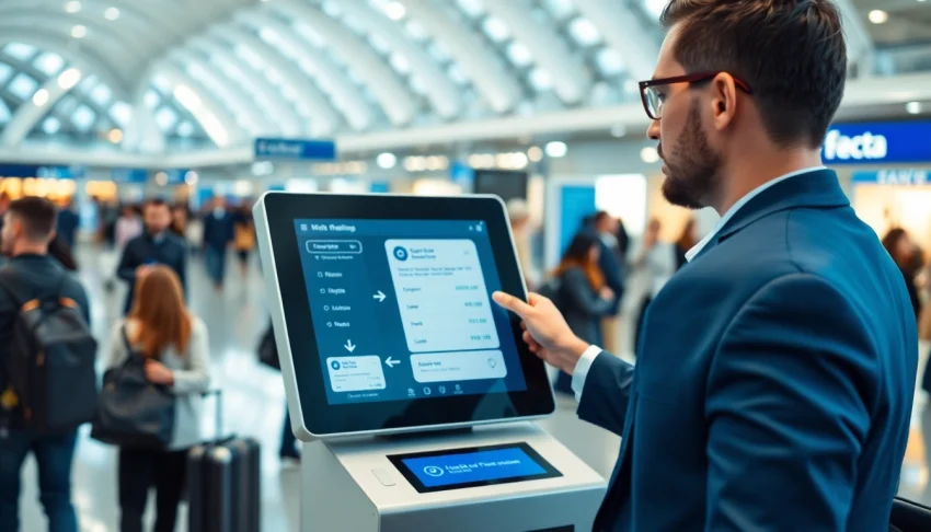 Explore the simplified process of the uk eta online application at a modern airport kiosk.