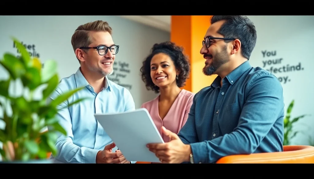 Business coach Los Angeles collaborating with a client in a bright office.