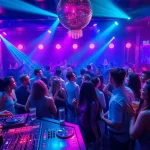 代表每日大瓜、黑料合集的动态夜总会场景，充满活力的夜生活氛围与社交互动。