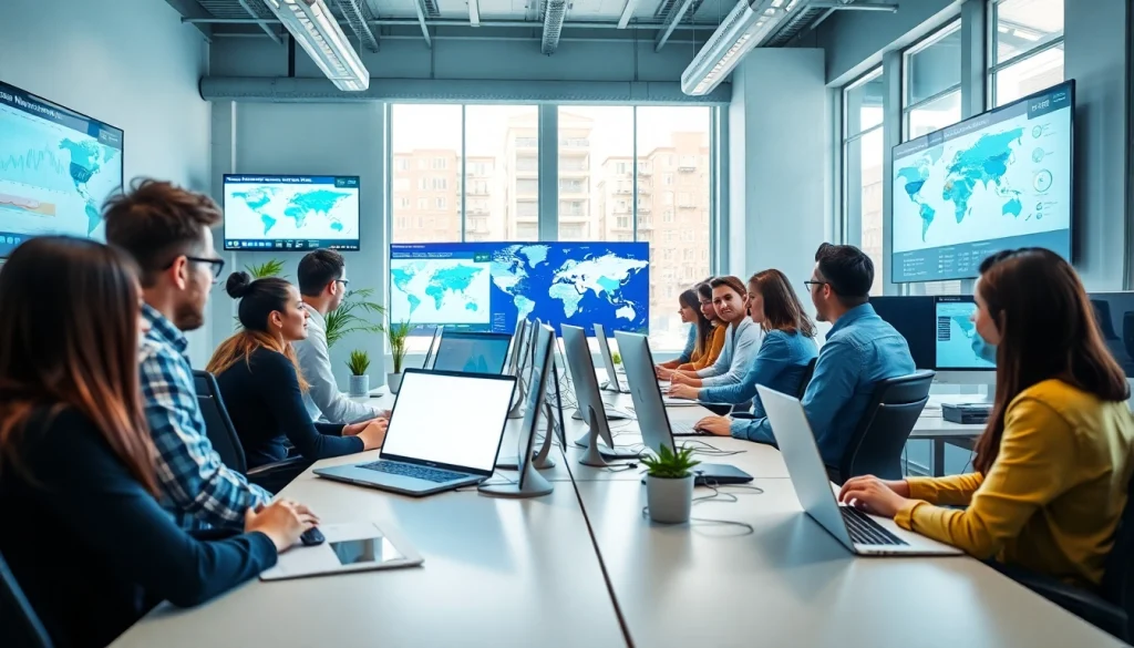 GEO Agentur collaborative workspace showcasing digital marketing strategies and teamwork.