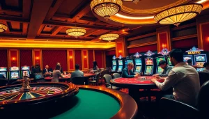 Experience the thrill of gaming at link 789club with vibrant casino tables and engaged players.